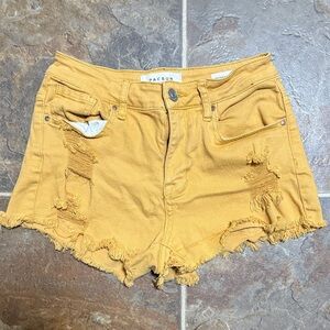 PacSun Women's Mustard Distressed High Rise Jean Shorts